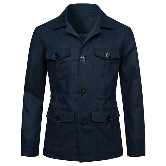 Veste saharienne homme bleu marine de face
