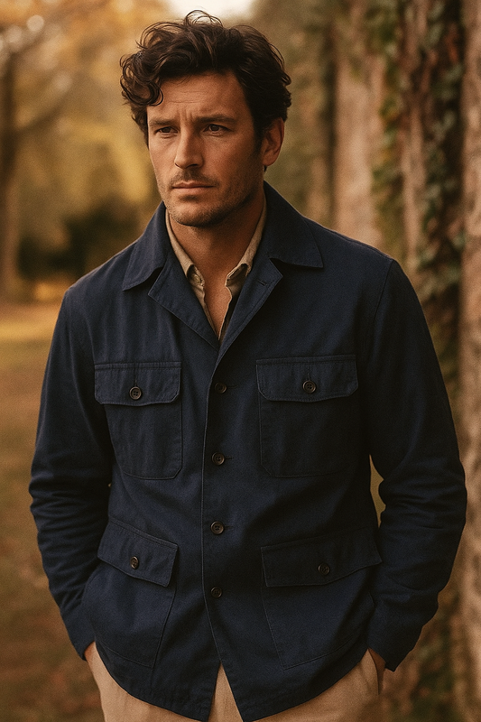 Veste saharienne homme bleue