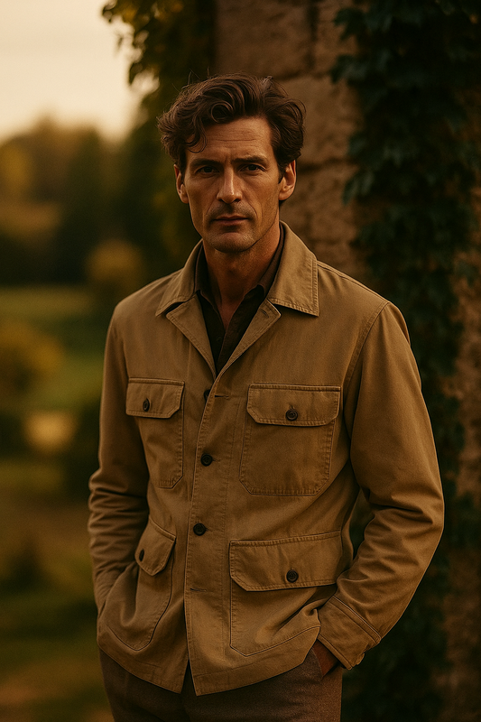 Veste saharienne homme coton beige
