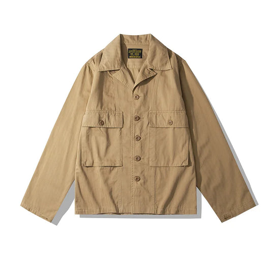 Veste saharienne homme coton beige modele devant