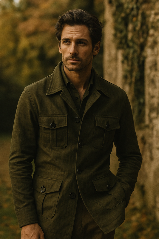 Veste saharienne homme kaki