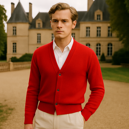 cardigan homme rouge chateau