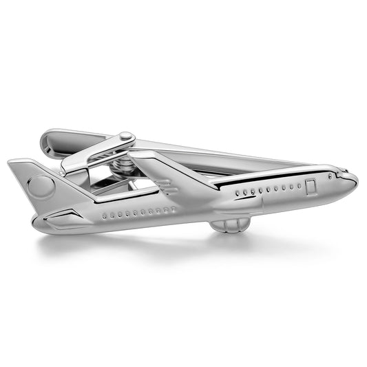 pince a cravate avion argent