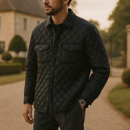 veste matelassée noir homme 3/4 profil