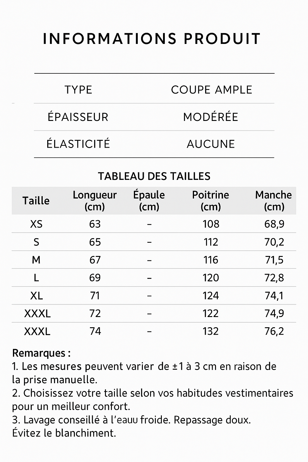 veste matelassée rose guide des tailles